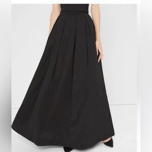 White House Black Market Pleated Taffeta Ball Skirt 14 New Black